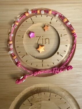 Handmade Pink and Orange Beaded Adjustable Bracelet up to 7 inches